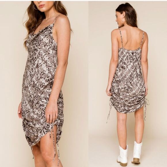 Free People Day to Night Printed Slip Leopard Print Gray XS - Picture 1 of 10